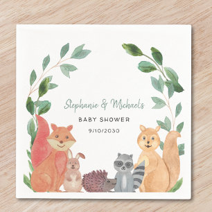 Skogsdjur Par Baby Shower Pappersservett