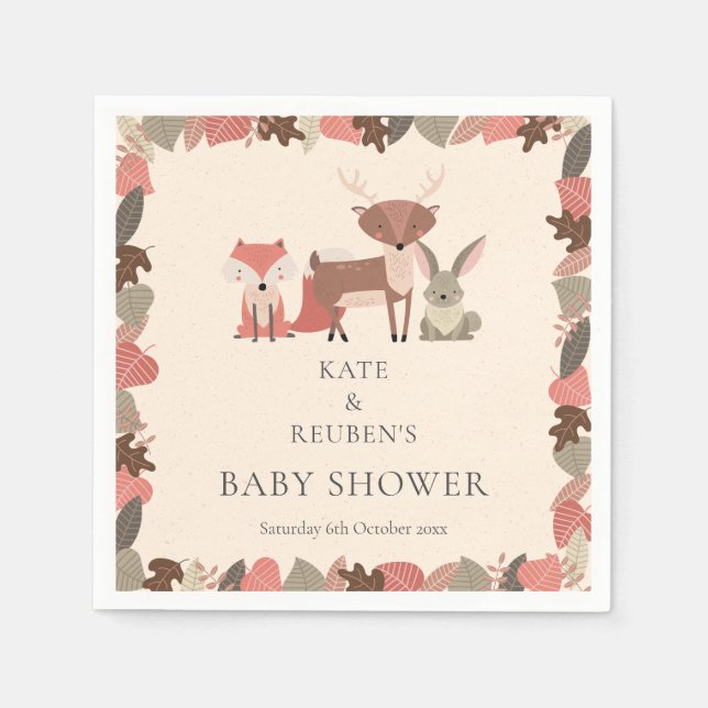Skogsdjur Par Baby Shower Sprinkle Pappersservett (Framsidan)