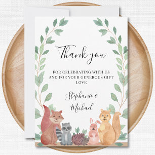 Skogsdjur Par Baby Shower Tack Kort