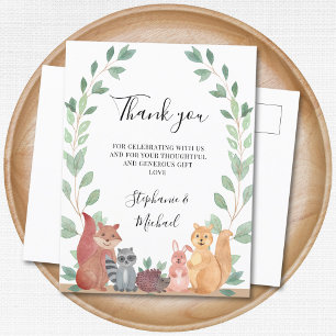 Skogsdjur Par Baby Shower Tack Vykort