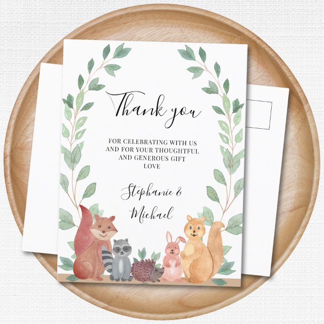 Skogsdjur Par Baby Shower Tack Vykort (Skapare uppladdad)