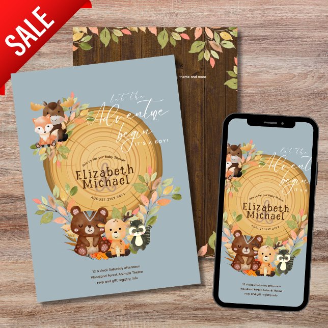Skogsdjur Pojke Shower 1:a födelsedagen Inbjudningar (Skapare uppladdad)