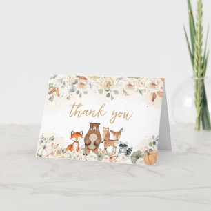 Skogsdjur Pumpkin Fall Baby Shower Tack Kort