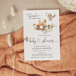 Skogsdjur Pumpkin Fall Blommigt Baby Shower Inbjudningar