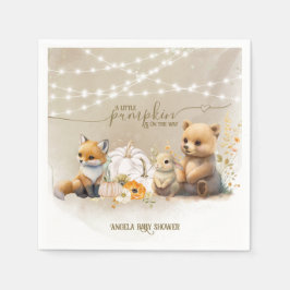 Skogsdjur Pumpkin Fall Blommigt Baby Shower Pappersservett