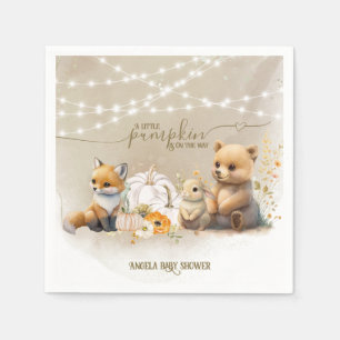 Skogsdjur Pumpkin Fall Blommigt Baby Shower Pappersservett