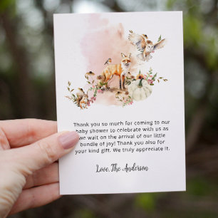 Skogsdjur Pumpkin Fall Blommigt Baby Shower Tack Kort