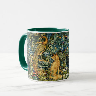 SKOGSDJUR,RAVEN,FOX,PEACOCK Blue Grönt Blommigt Mugg