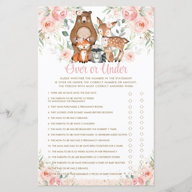 Skogsdjur Rosa Blommigt över eller under Spel (Framsida)