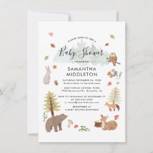 Skogsdjur Rustic Boys Baby Shower Inbjudningar