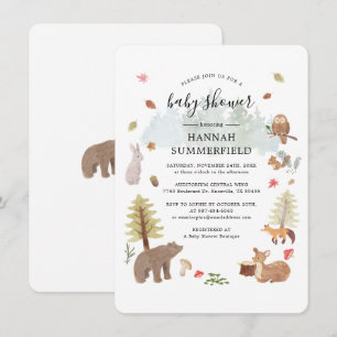 Skogsdjur Rustic Boys Baby Shower Inbjudningar