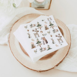 Skogsdjur, rustik babystölder pappersservett