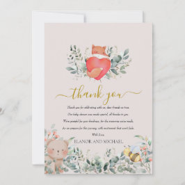 Skogsdjur Rustik Boho Akvarell Hjarta Tack Kort