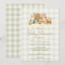 Skogsdjur Rutig Baby Shower