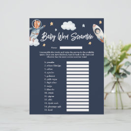 Skogsdjur Rymden 'Bokstavsblandning' Baby Shower