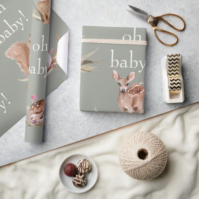 Skogsdjur Sage Oh Baby Wrapping Papper Presentpapper (Hantverk)