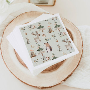 Skogsdjur säljer grönt Rustit Baby Shower Pappersservett