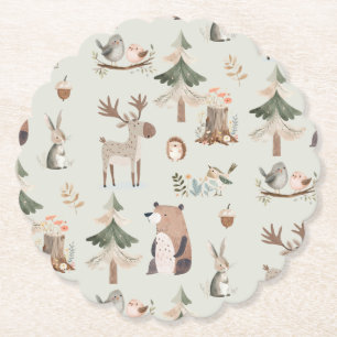 Skogsdjur säljer grönt Rustit Baby Shower Underlägg Papper