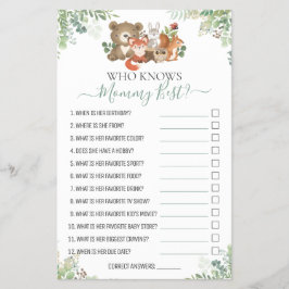 Skogsdjur Shower Hur bra vet du om vilt? Flygblad