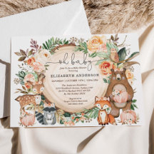 Skogsdjur sjunker med Pumpkin Blommigt Baby Shower