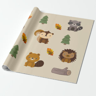Skogsdjur Skog Bäver Vrappingspapper Presentpapper