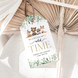 Skogsdjur, skog, Vild 1, första födelsedagen Presentetikett