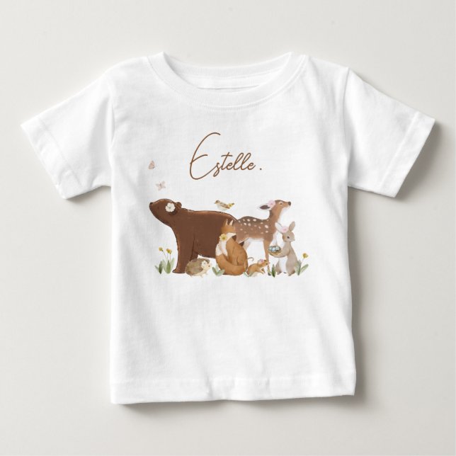 Skogsdjur Skogs Vänner Baby Shower T Shirt (Framsida)
