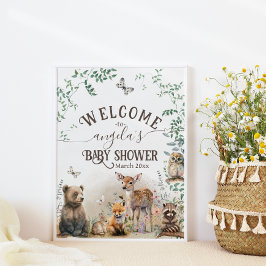Skogsdjur skogsgrej Baby Shower Poster