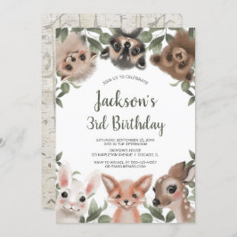 Skogsdjur Skogskoningspojens födelsedagsfest Inbjudningar