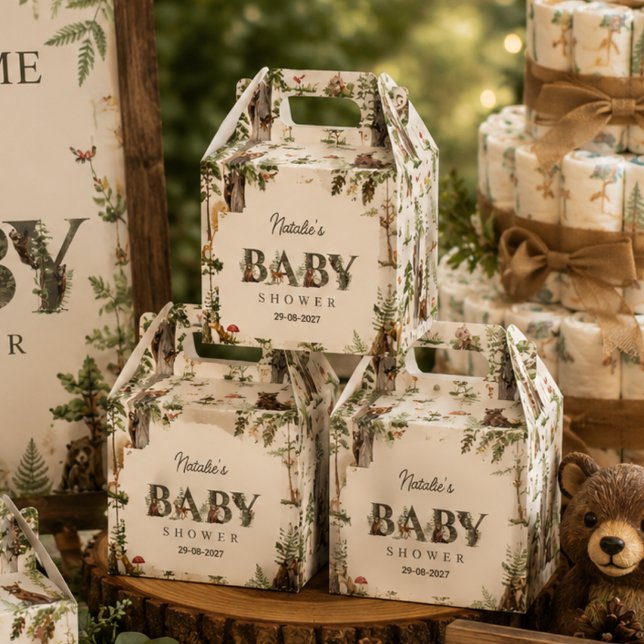 Skogsdjur Skogsmark Vildt Mönster baby shower  Presentaskar (Woodland Animal Forest Wild Pattern baby shower Favor Boxes)