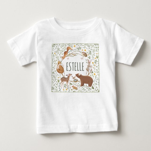Skogsdjur Skogsvänliga babyskor T Shirt (Framsida)
