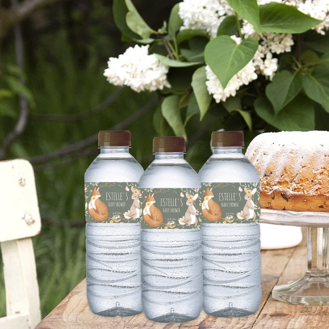 Skogsdjur Skogsvänliga babyskor Vattenflaska Etikett (Skapare uppladdad)