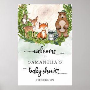 Skogsdjur, småskalig babydusch Välkomsthälsa Poster