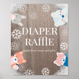 Skogsdjur Snö Babyskor Diaper Raffle Poster