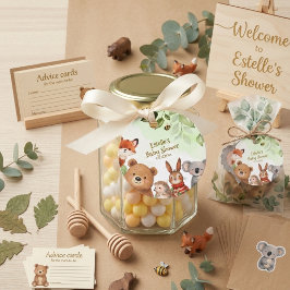 Skogsdjur Sötakvarell Baby Shower Gåvor Etiketter