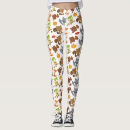 Skogsdjur, trädjur, skogsdjur, alla djur leggings