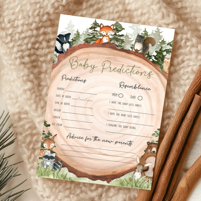 Skogsdjur Träskiva Baby Förutsägelse Lek (Boy Woodland Animals Baby Shower Baby Predictions)