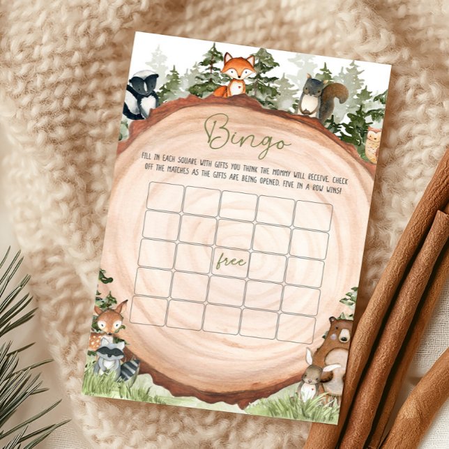 Skogsdjur Träskiva Bingo Spel (Boy Woodland Animals Baby Shower Bingo Game)