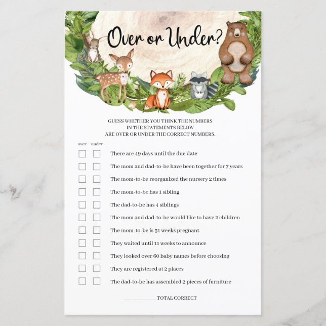 Skogsdjur träskiva över eller under spel (Framsida)