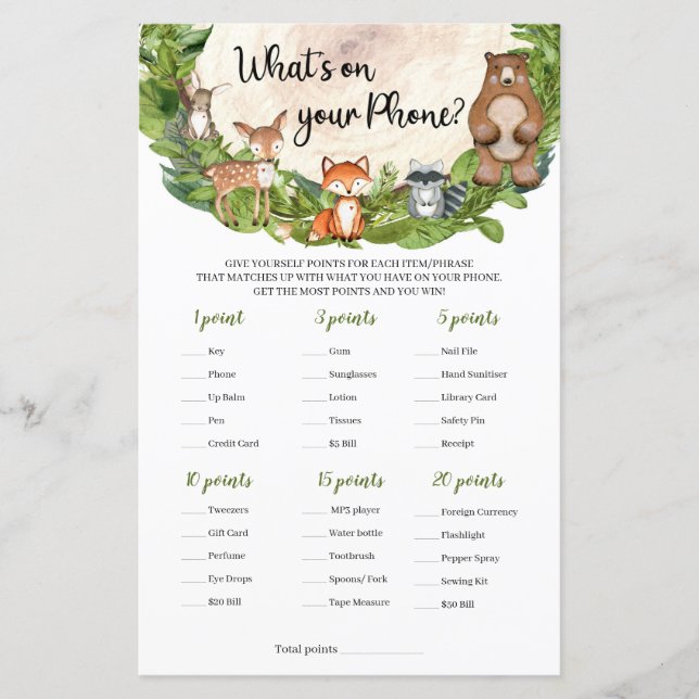 Skogsdjur - träskiva Vad är i din Mobila? (Framsida)