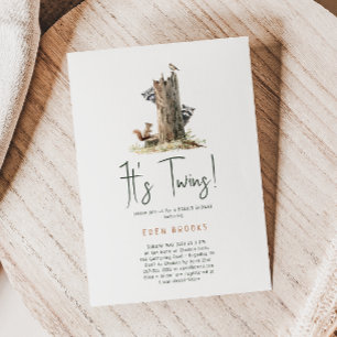 Skogsdjur - Twillingar - babyskor Inbjudningar