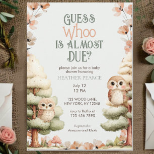 Skogsdjur Uggle Baby Shower Inbjudningar