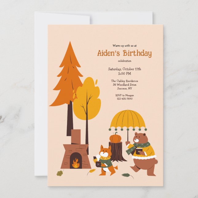 SkogsDjur Uppvärmning Inbjudningar (Framsida)