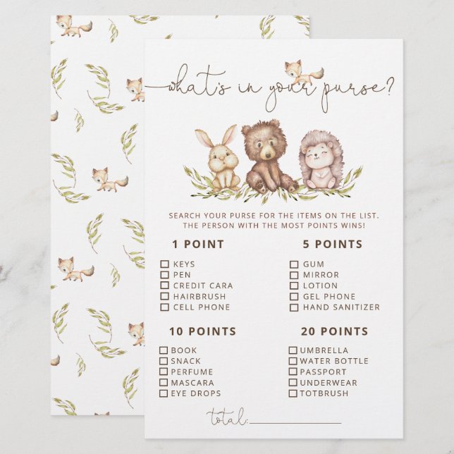 Skogsdjur - vad är i ditt spel? (Fram/baksida)