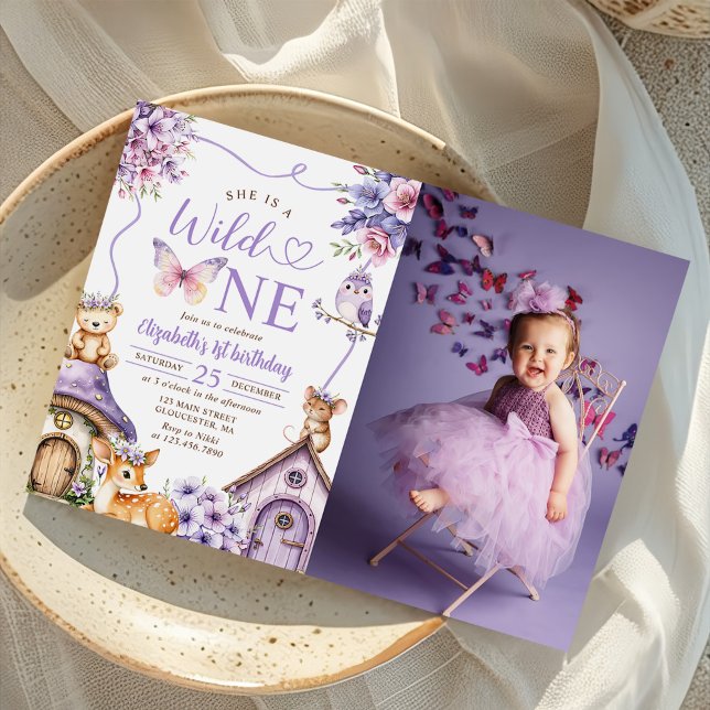 Skogsdjur Vild 1 Foto på födelsedag 1 Inbjudningar (Skapare uppladdad)