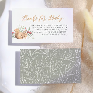 Skogsdjur Vintage Baby Shower Böcker För Bebis Tilläggskort