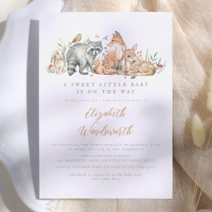 Skogsdjur Vintage Baby Shower Inbjudningar