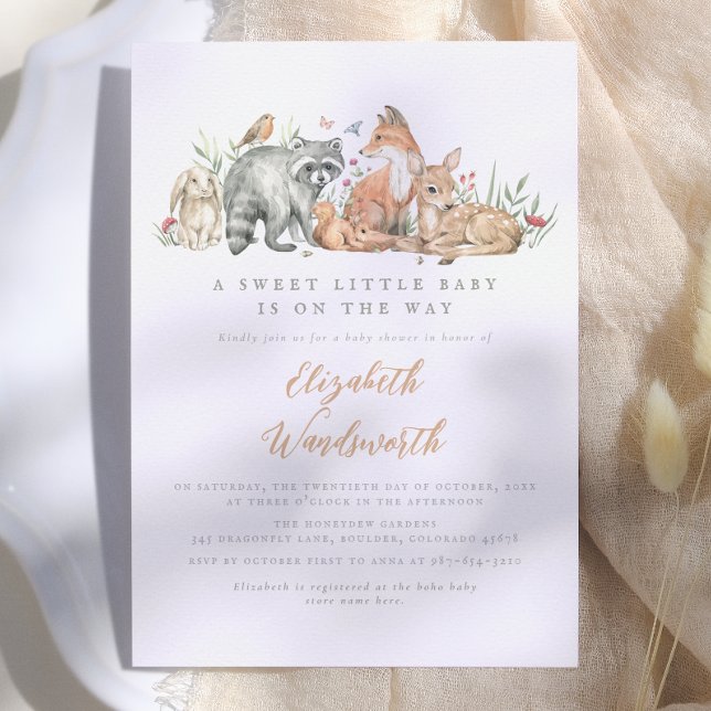 Skogsdjur Vintage Baby Shower Inbjudningar (Skapare uppladdad)