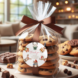 Skogsdjur - vinterfödelsedag runt klistermärke