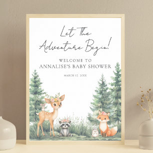 Skogsdjursäventyr Baby Shower Poster